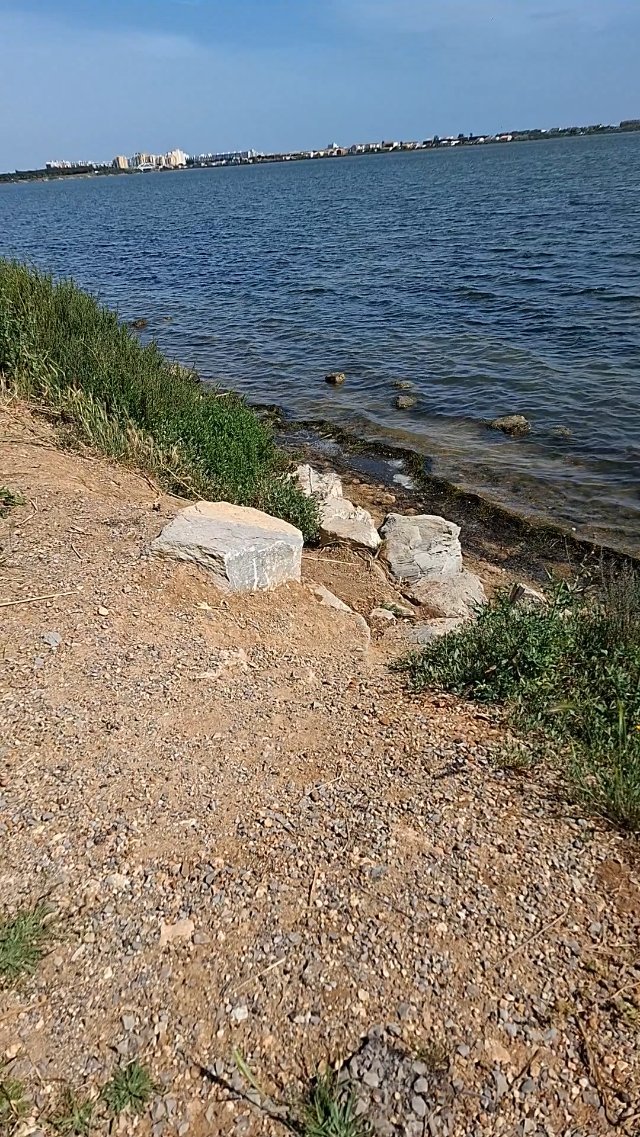 By the water