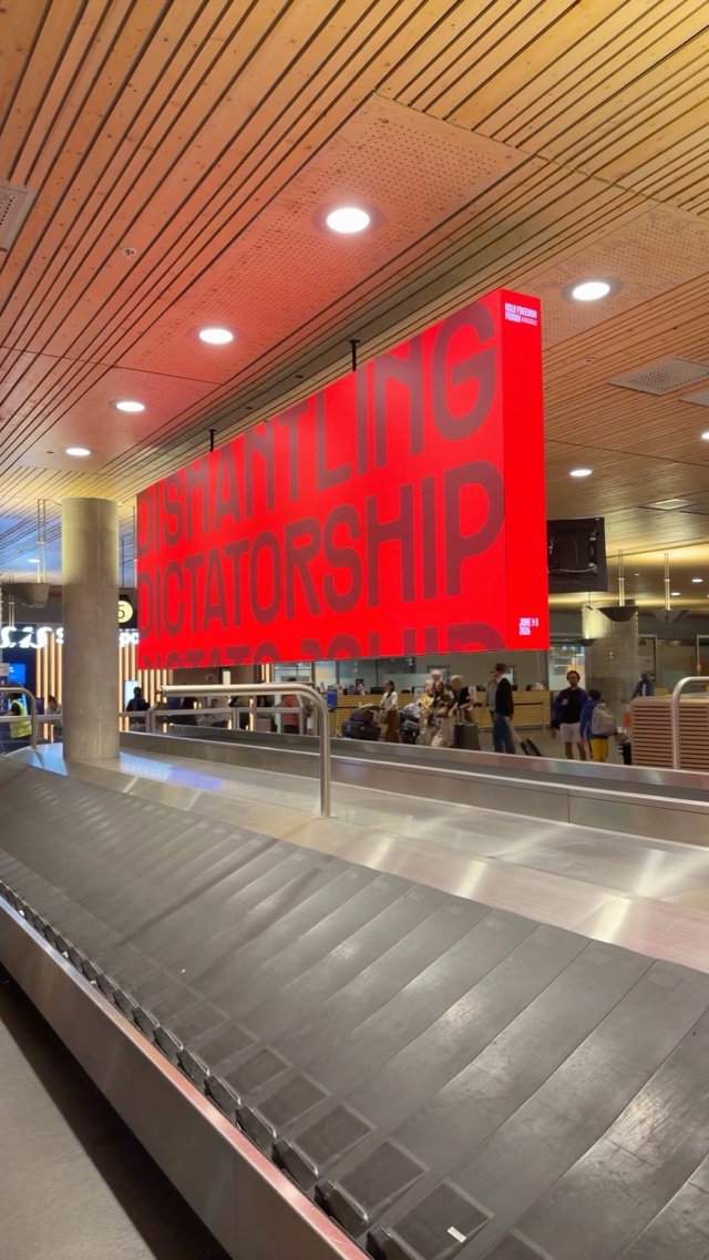 Oslo Freedom Forum sign at Oslo Airport