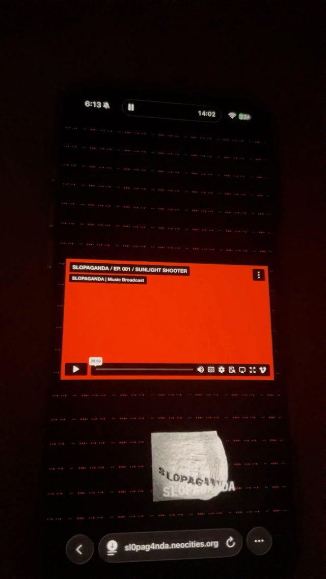 https://sl0pag4nda.neocities.org it’s a music broadcast