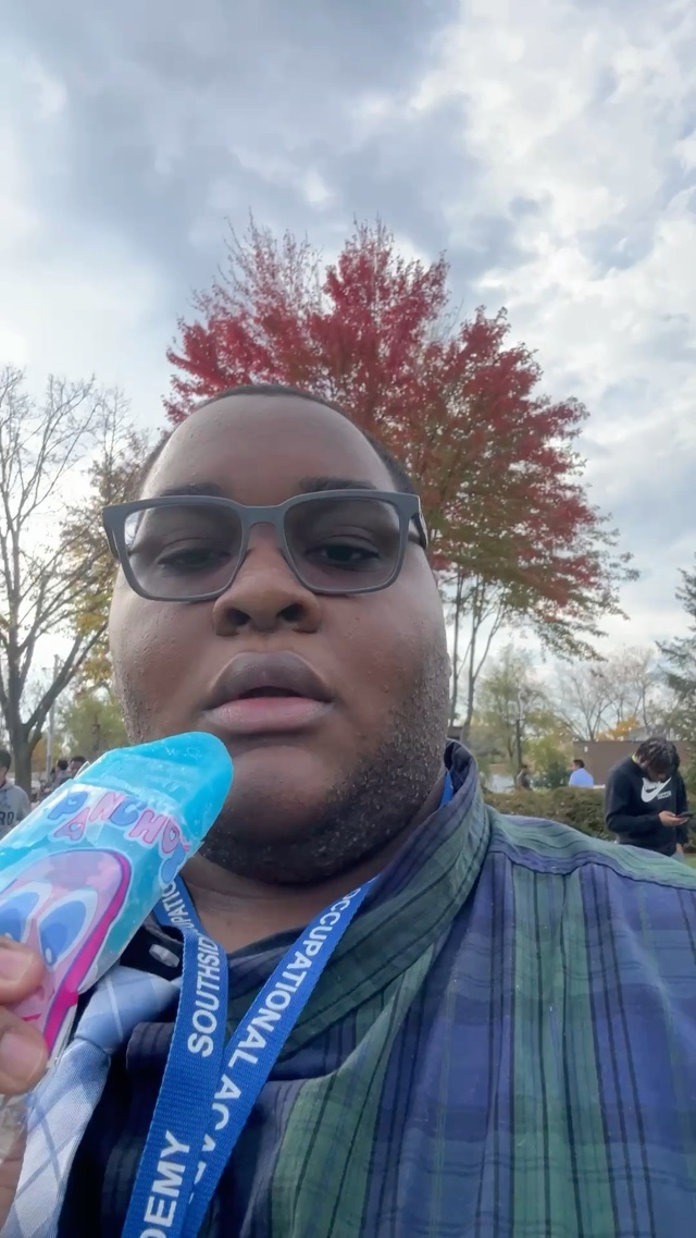 Eating a gum flavor popsicle